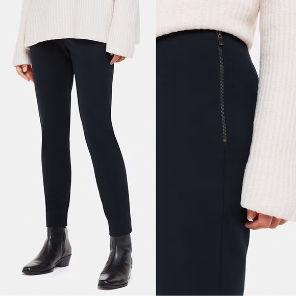 Whistles Pants - Whistles Ankle Length Stretchy Navy Trousers with Side Zip